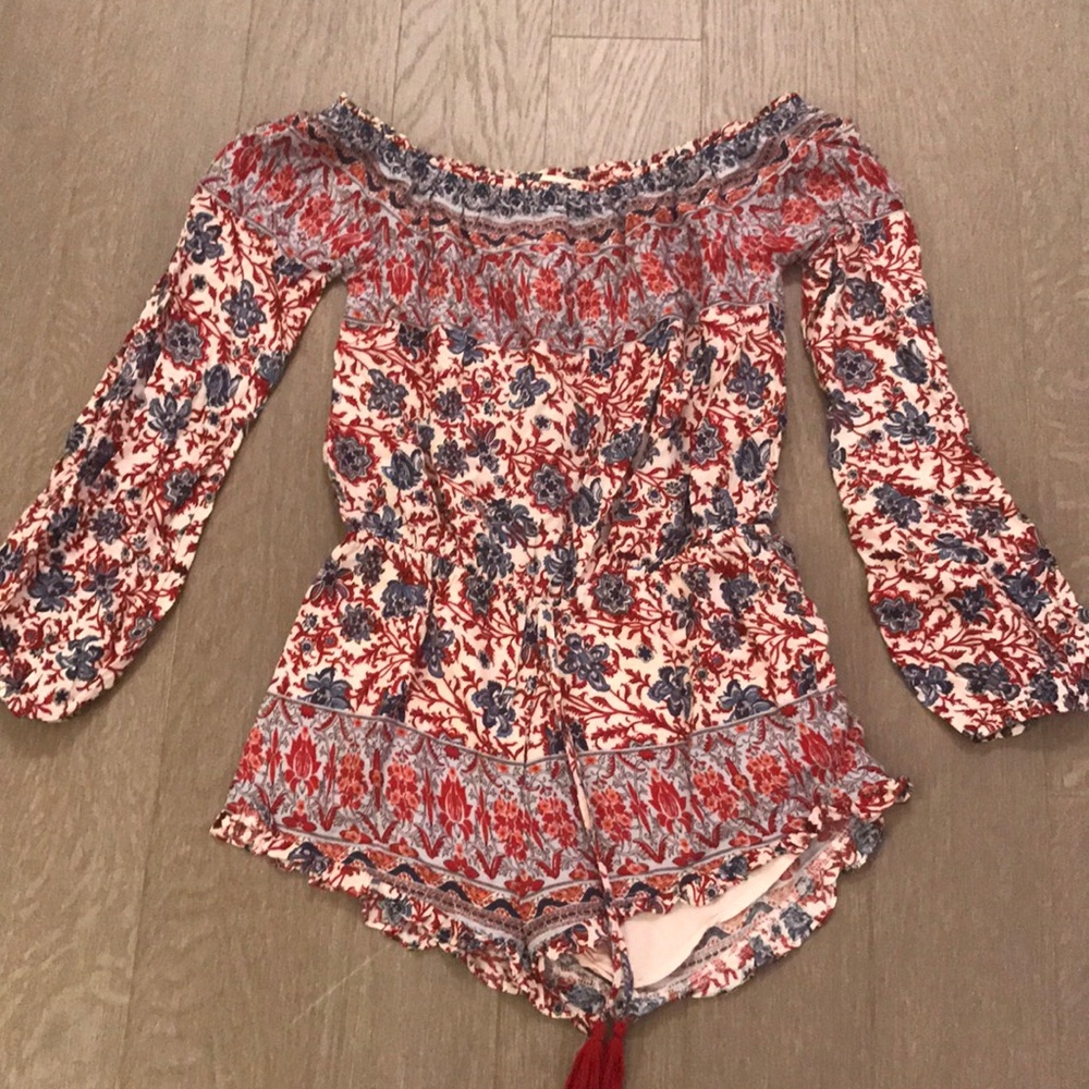 Floral off the shoulder romper